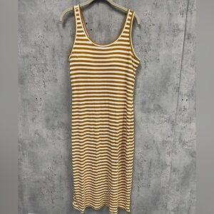 Maurice’s 24/7 Yellow and White Striped Tank Style Dress Built in Bra Plus Size